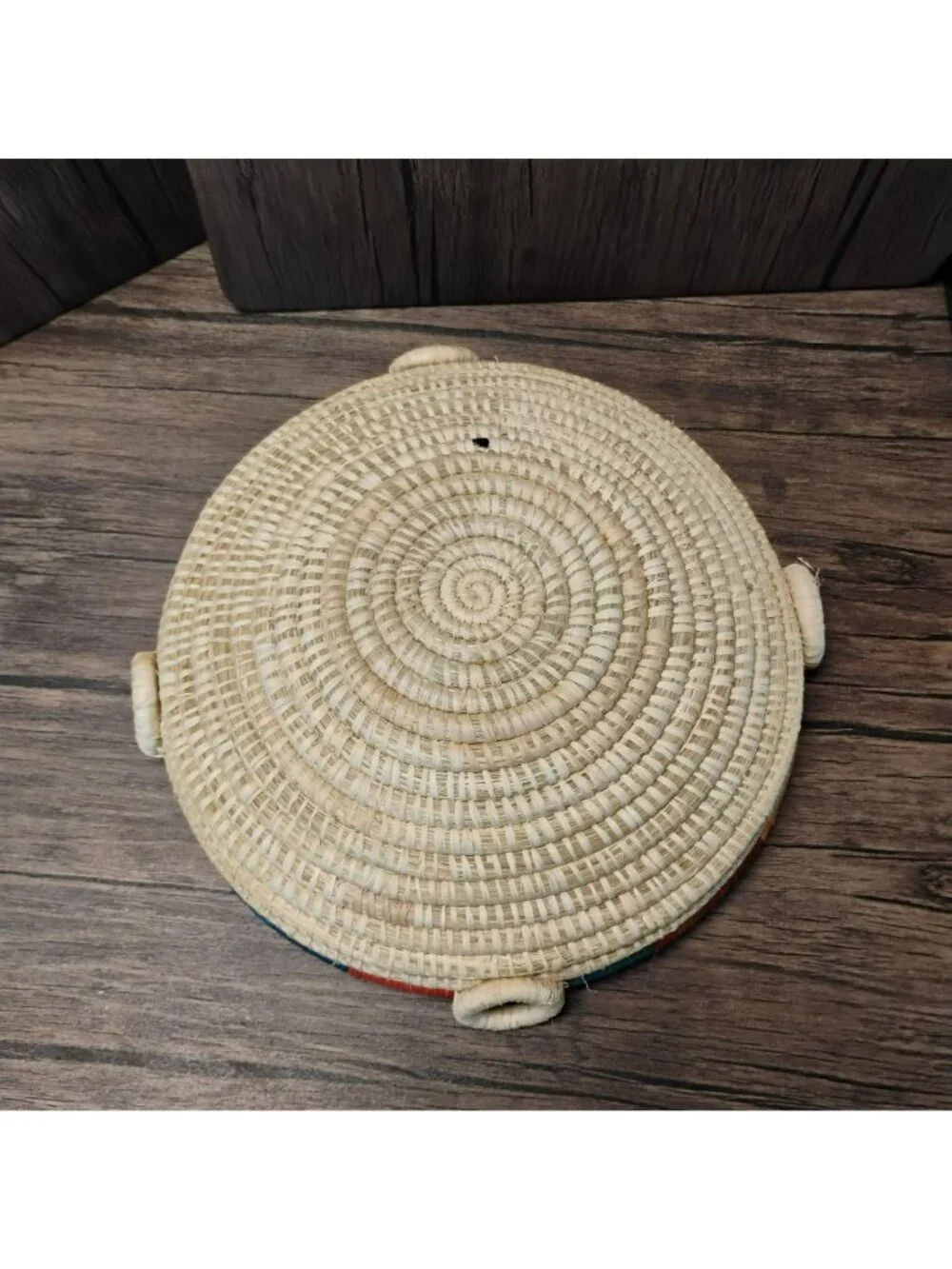 Boho Handcrafted 4-Hoop Woven Basket Bowl Round Grass Fruit Tray 12